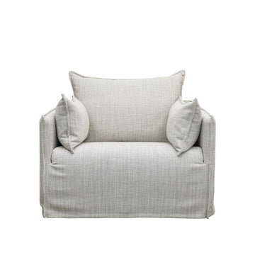 Modern Coastal Slip-Cover Armchair - Light Grey