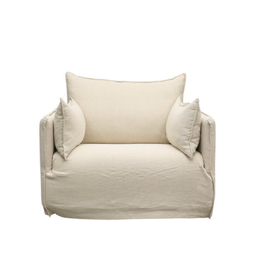 Modern Coastal Slip-Cover Armchair - Oatmeal