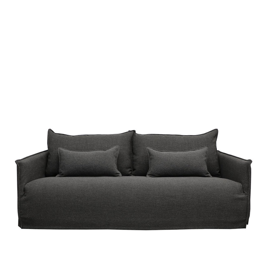 Modern Coastal Slip-Cover Three Seater Sofa - Dark Grey