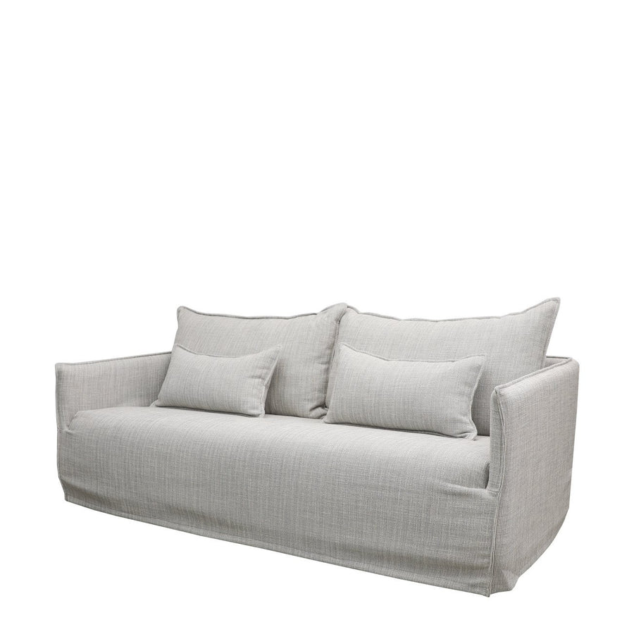 Modern Coastal Slip-Cover Three Seater Sofa - Light Grey