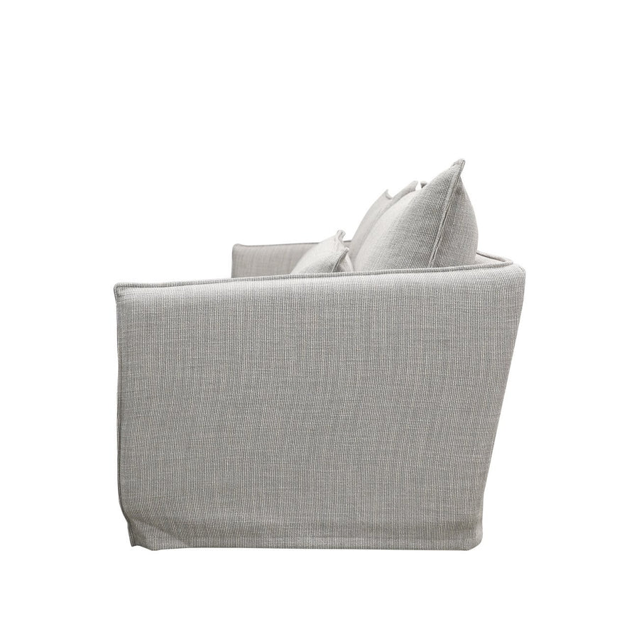 Modern Coastal Slip-Cover Three Seater Sofa - Light Grey