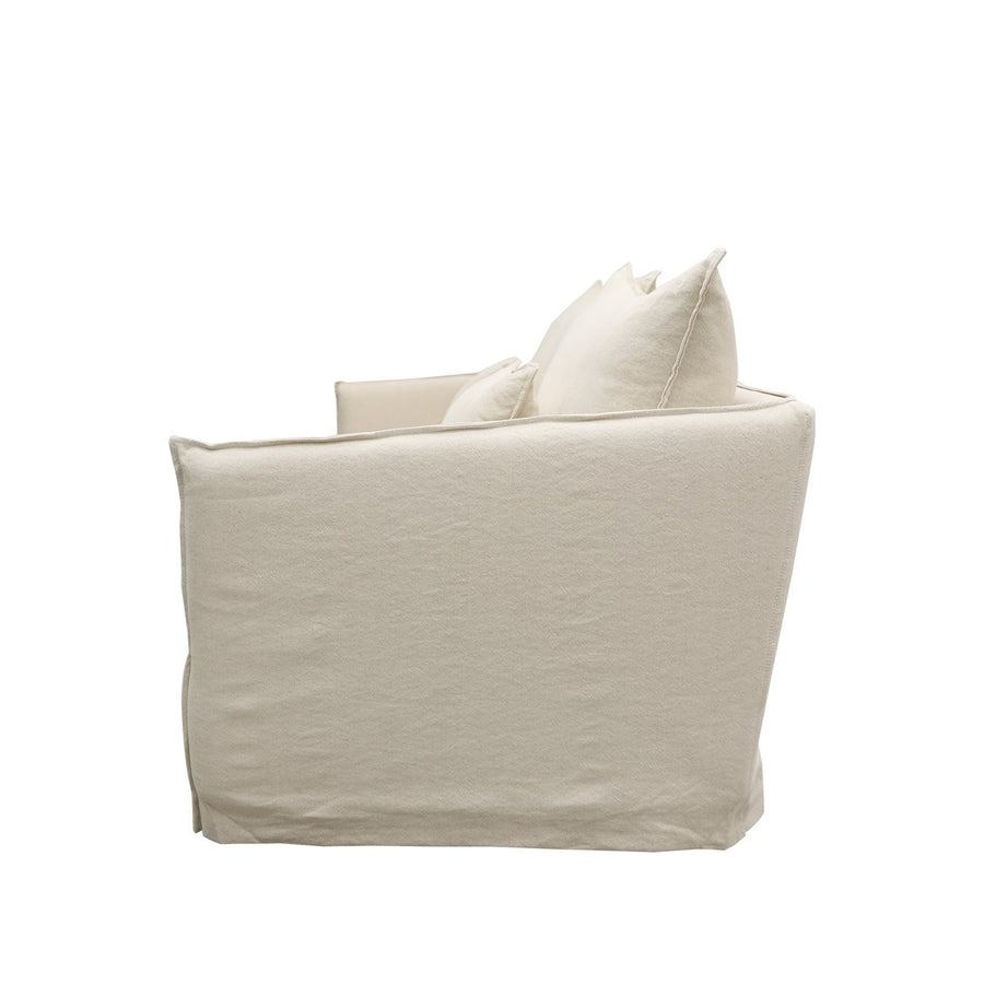 Modern Coastal Slip-Cover Three Seater Sofa - Oatmeal