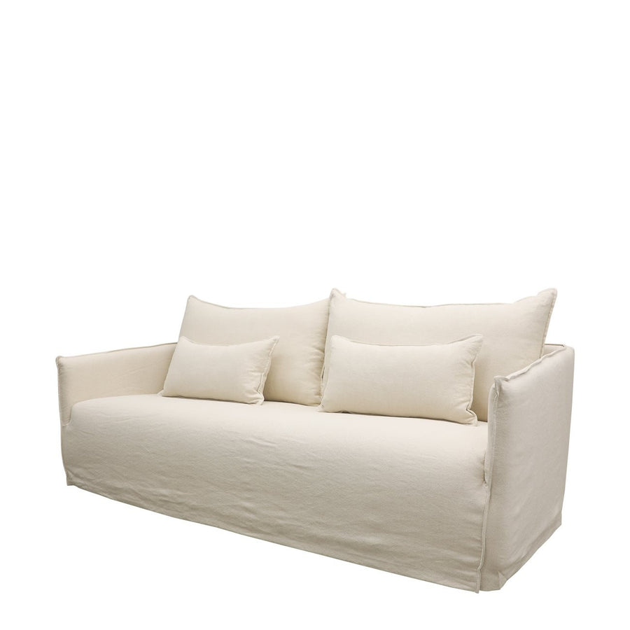 Modern Coastal Slip-Cover Three Seater Sofa - Oatmeal