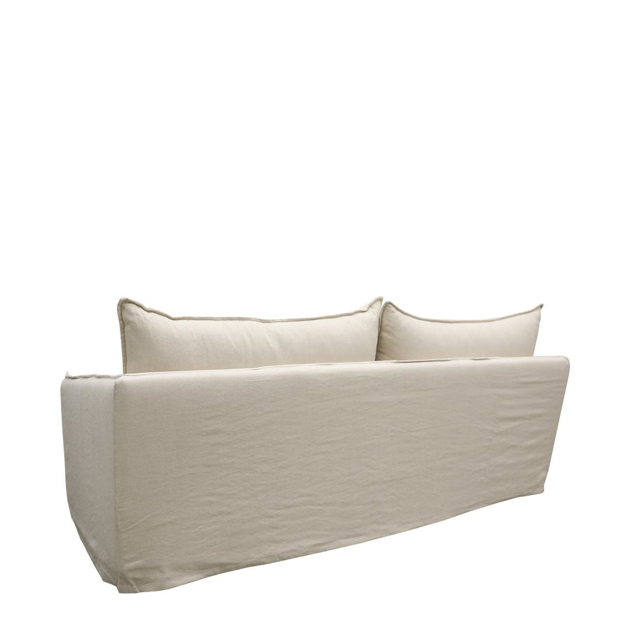 Modern Coastal Slip-Cover Three Seater Sofa - Oatmeal