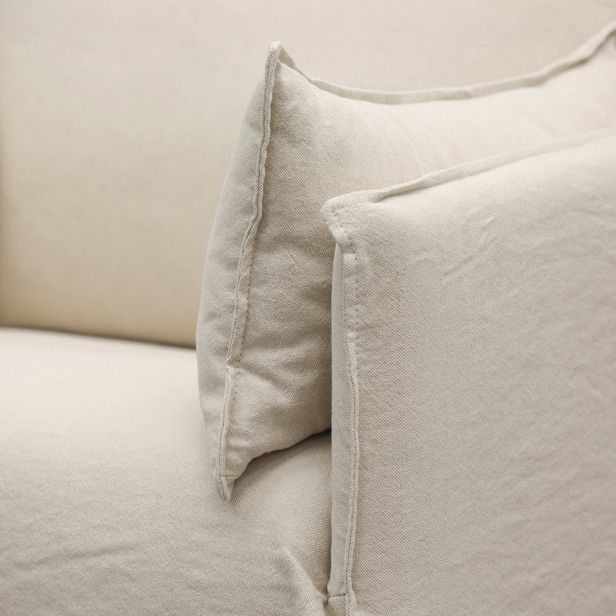 Modern Coastal Slip-Cover Three Seater Sofa - Oatmeal