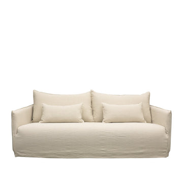 Modern Coastal Slip-Cover Three Seater Sofa - Oatmeal