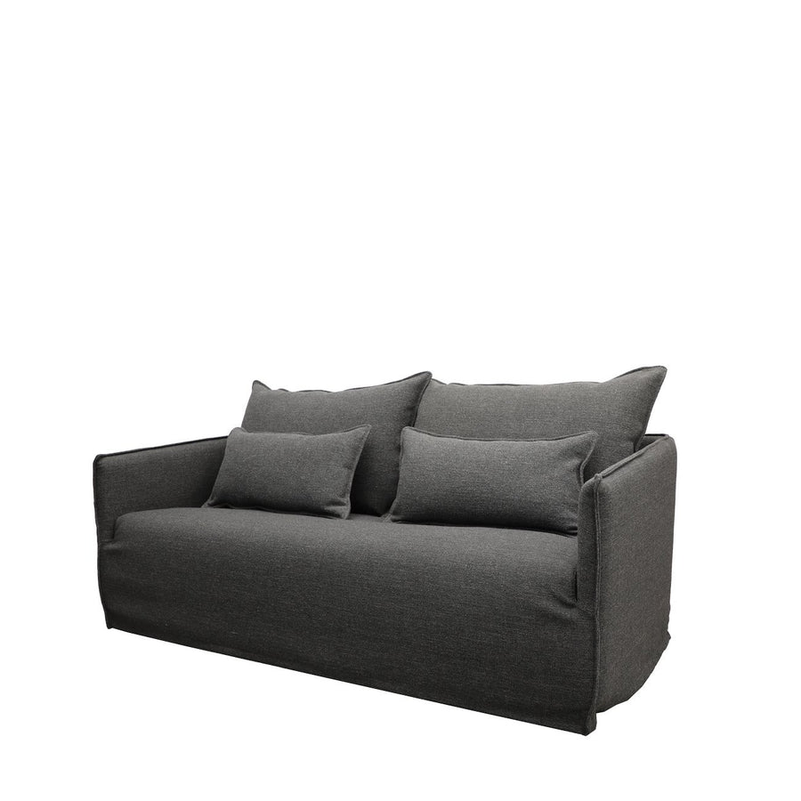 Modern Coastal Slip-Cover Two Seater Sofa - Dark Grey