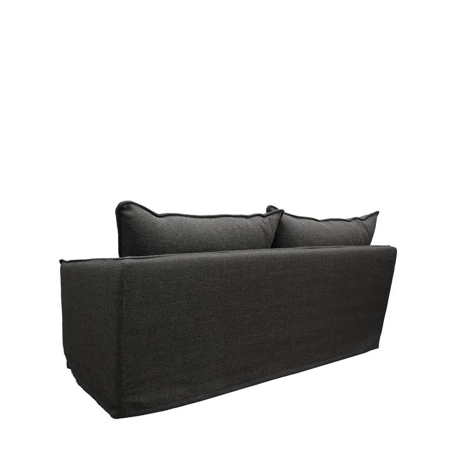 Modern Coastal Slip-Cover Two Seater Sofa - Dark Grey