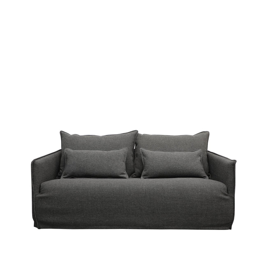 Modern Coastal Slip-Cover Two Seater Sofa - Dark Grey