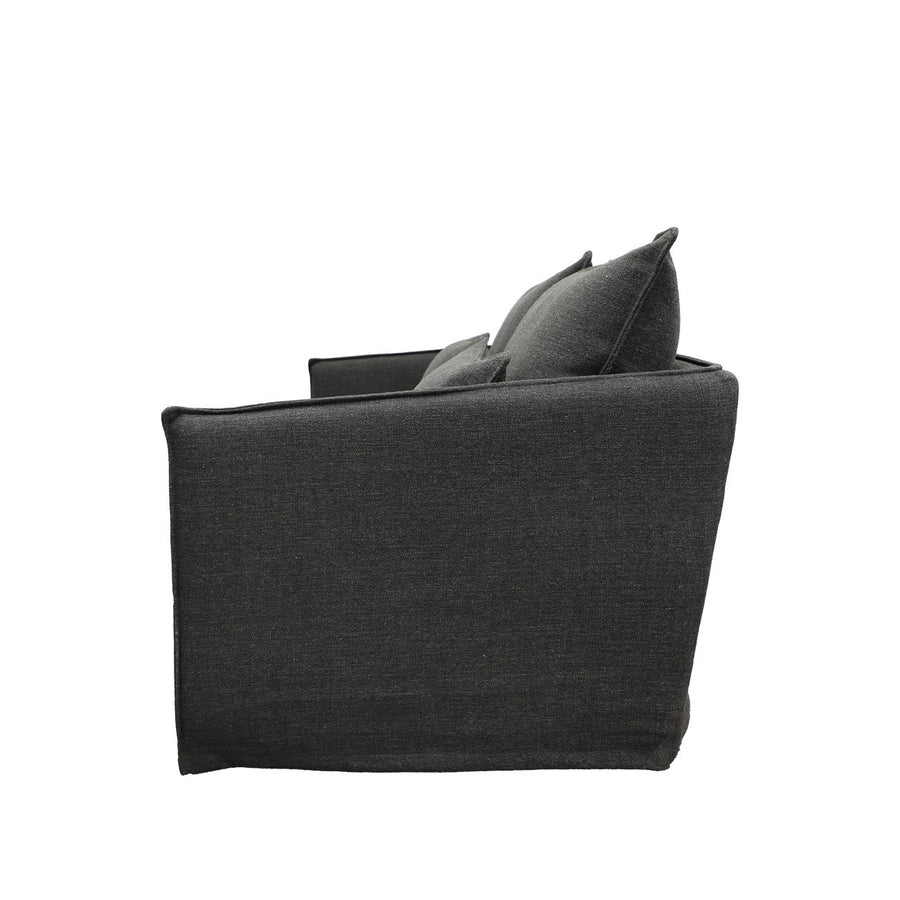 Modern Coastal Slip-Cover Two Seater Sofa - Dark Grey