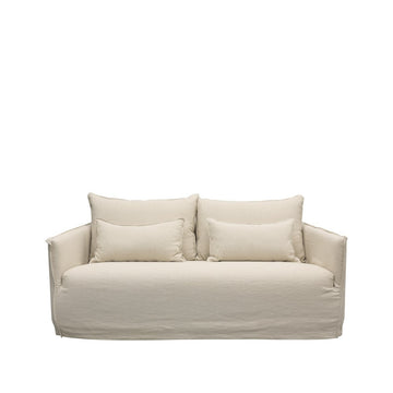 Modern Coastal Slip-Cover Two Seater Sofa - Oatmeal