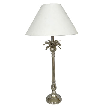 Nickel Pineapple Table Lamp - White Shade