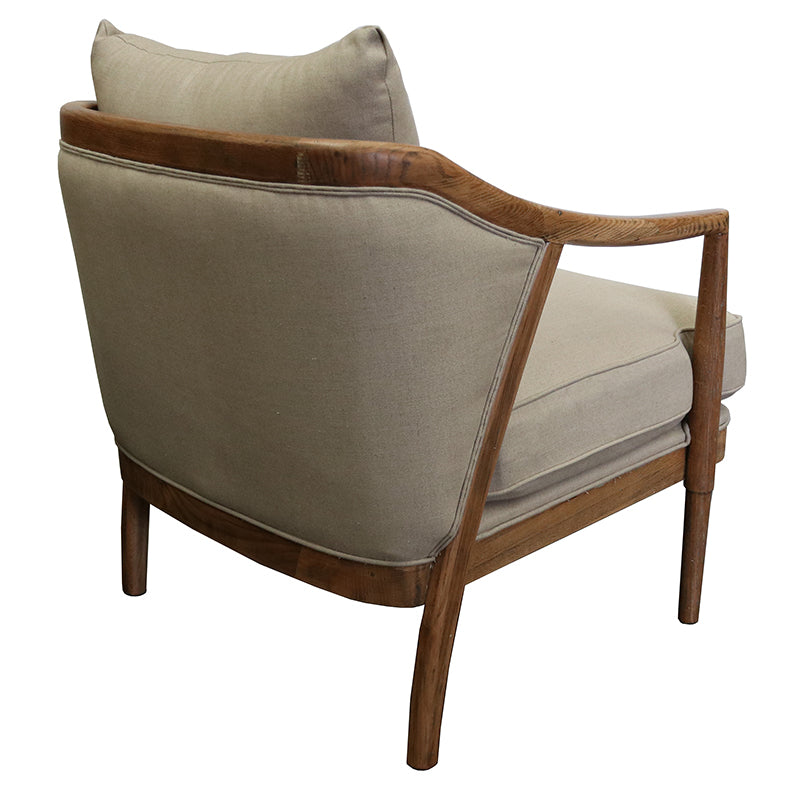 Oak & 100% Linen Armchair - Oatmeal