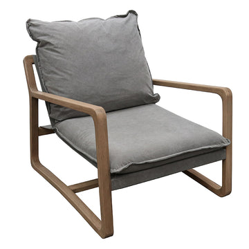 Oak Frame Lounge Chair - Dark Grey