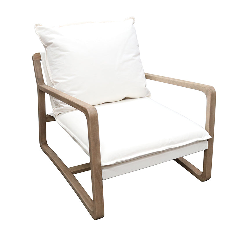 Oak Frame Lounge Chair - Ivory