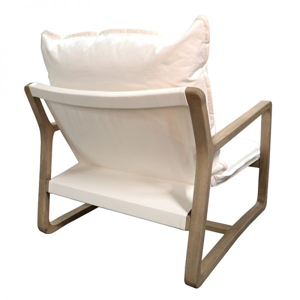 Oak Frame Lounge Chair - Ivory