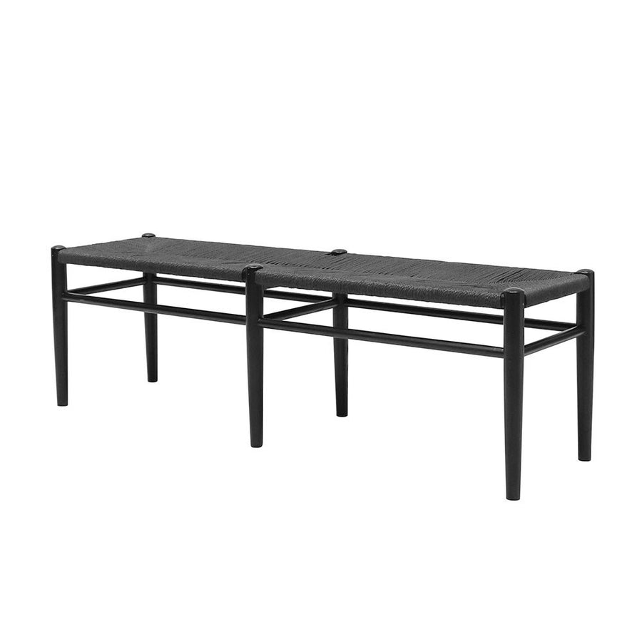 Oak & Rattan Bench 150cm - Black