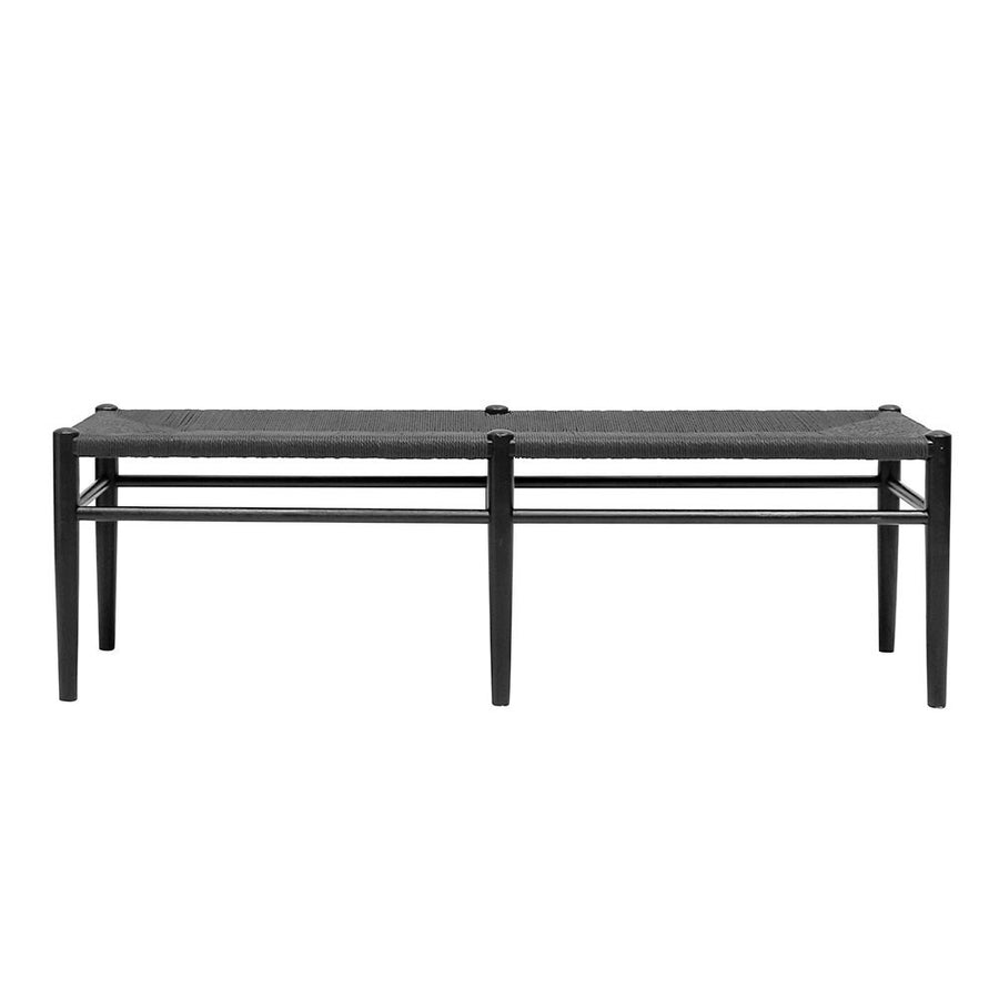 Oak & Rattan Bench 150cm - Black