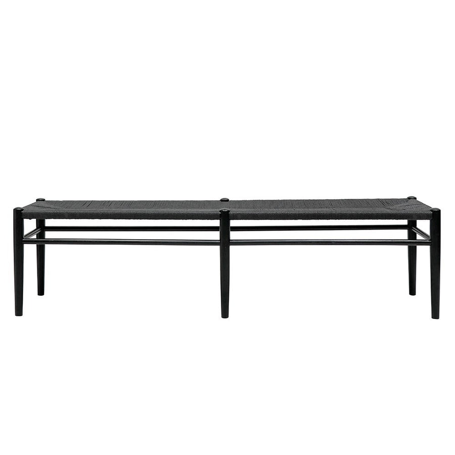 Oak & Rattan Bench 180cm - Black