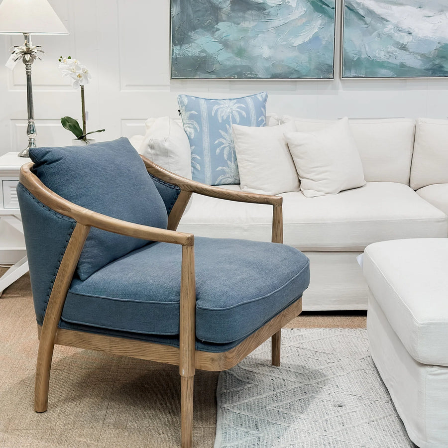 Oakwood Armchair - Natural & Grey-Blue