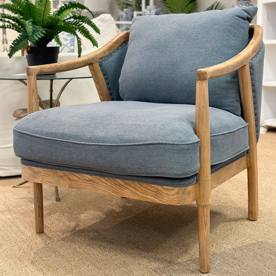 Oakwood Armchair - Natural & Grey-Blue