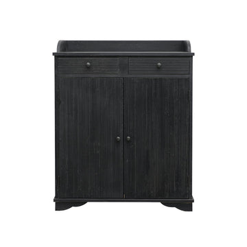 Recycled Pine Narrow Flared Leg Cabinet - Rustic Black