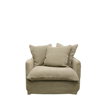 Relaxed Slip-Cover Armchair - Earthy Green