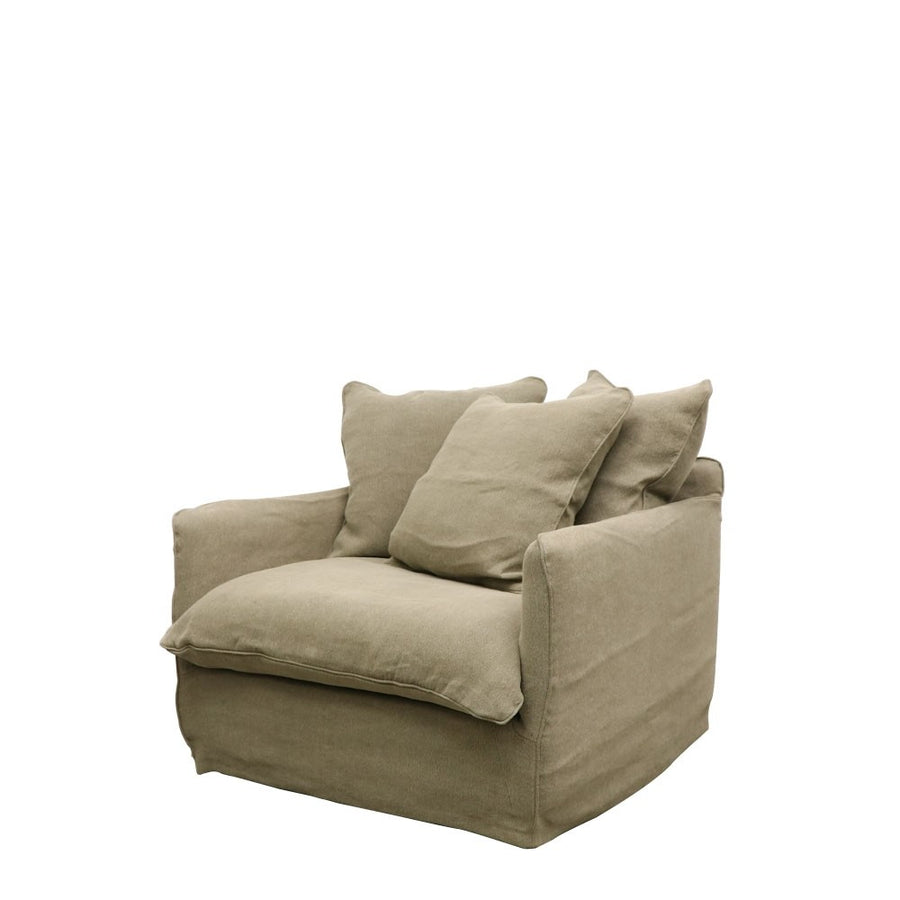 Relaxed Slip-Cover Armchair - Earthy Green