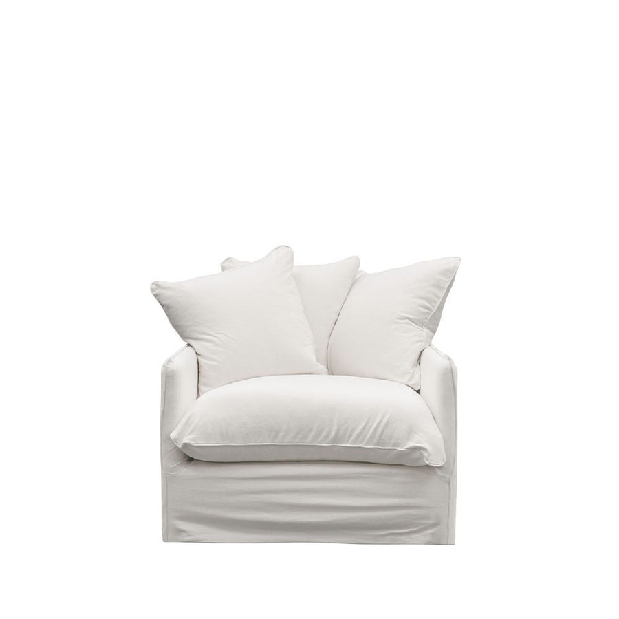 Relaxed Slip-Cover Armchair - White