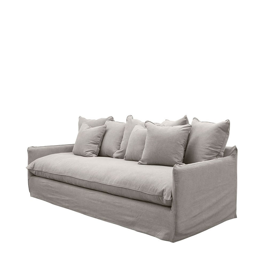 Relaxed Three Seater Slip-Cover Sofa - Cement