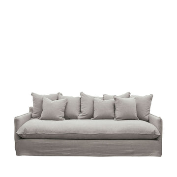 Relaxed Three Seater Slip-Cover Sofa - Cement