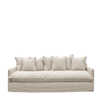Relaxed Three Seater Slip-Cover Sofa - Oatmeal