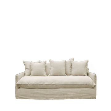 Relaxed Two Seater Slip-Cover Sofa - Oatmeal