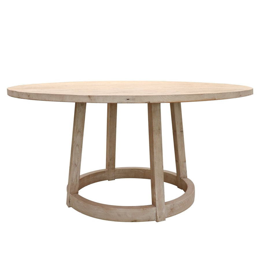 Round Recycled Pine Pedestal Dining Table 160cm - Natural Wash