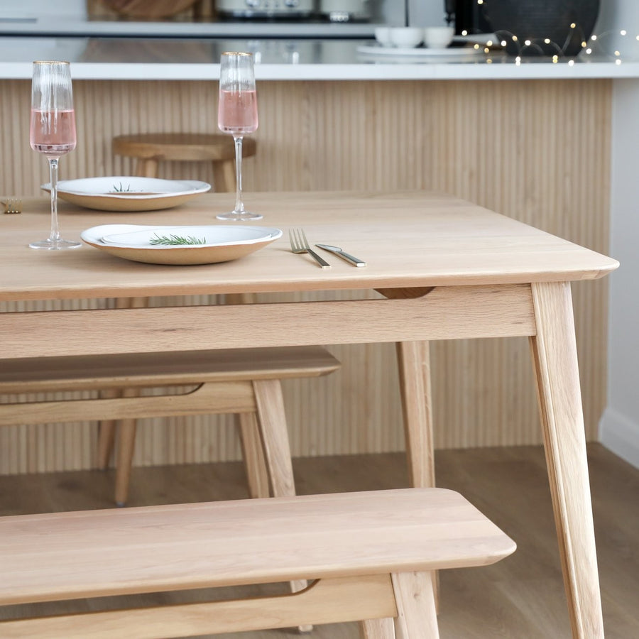 Scandi Oak Slot Detail Dining Table 180cm - Natural