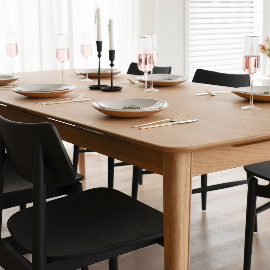 Scandi Oak Slot Detail Dining Table 180cm - Natural