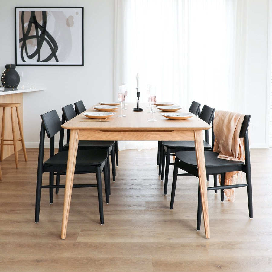 Scandi Oak Slot Detail Dining Table 180cm - Natural