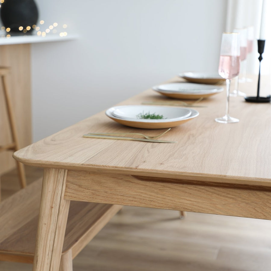 Scandi Oak Slot Detail Dining Table 180cm - Natural