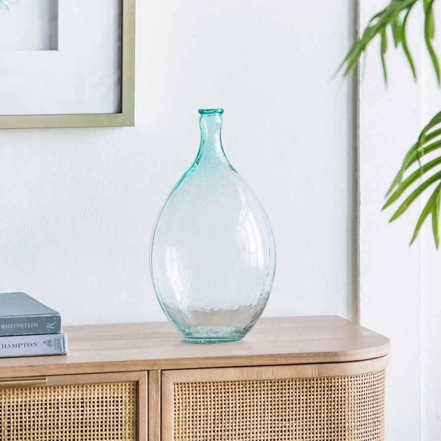 Seafoam Bubble Glass Bottle - Tall