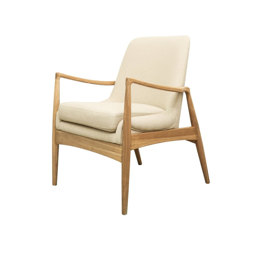 Shaped Ash & Linen Armchair - Natural