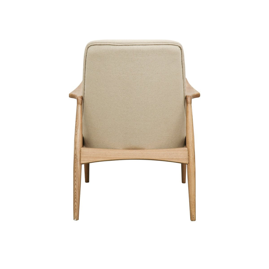 Shaped Ash & Linen Armchair - Natural