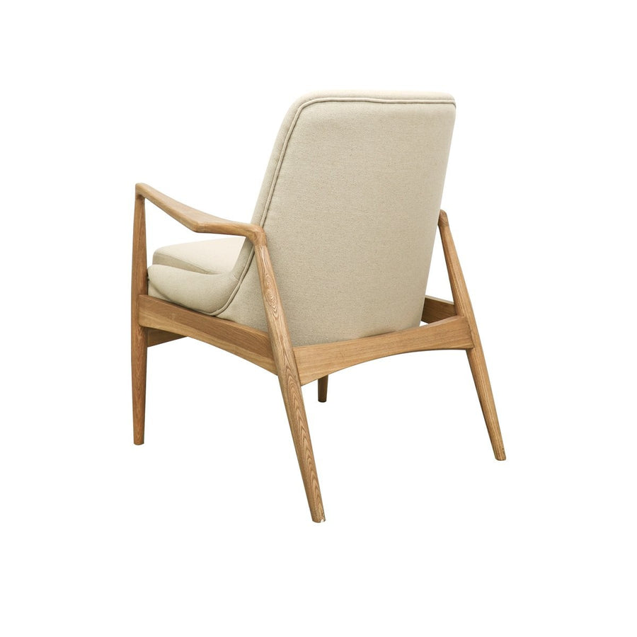 Shaped Ash & Linen Armchair - Natural