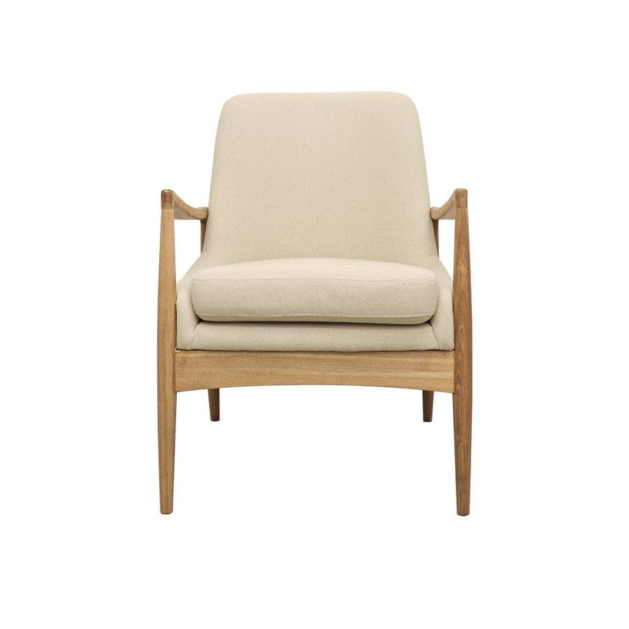 Shaped Ash & Linen Armchair - Natural