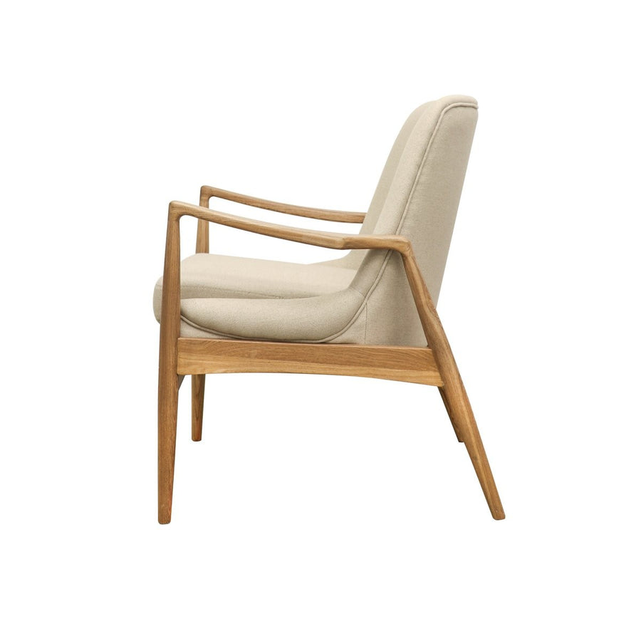 Shaped Ash & Linen Armchair - Natural