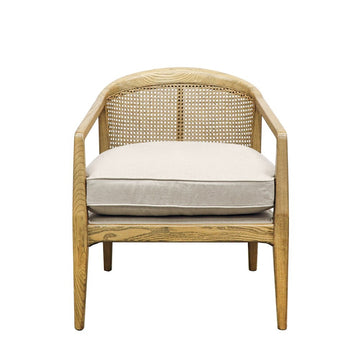 Solid Oak & Rattan Armchair - Natural