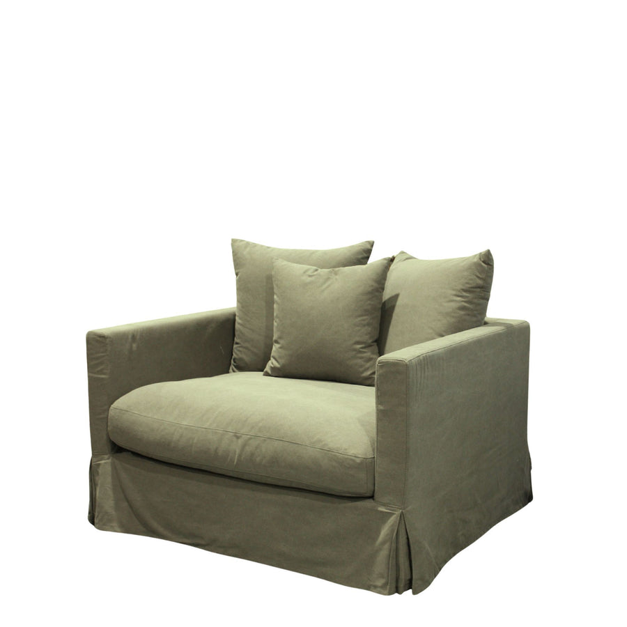 Spacious Slip-Cover Armchair 120cm - Green