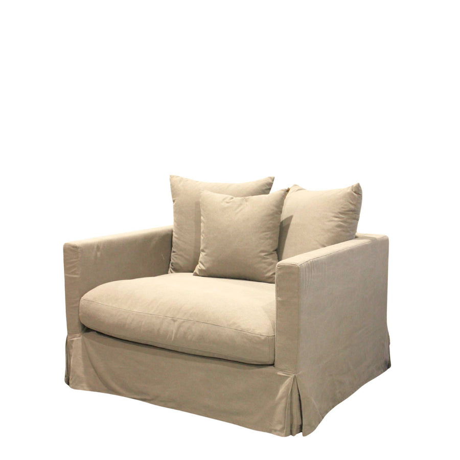 Spacious Slip-Cover Armchair 120cm - Sand