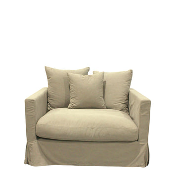 Spacious Slip-Cover Armchair 120cm - Sand