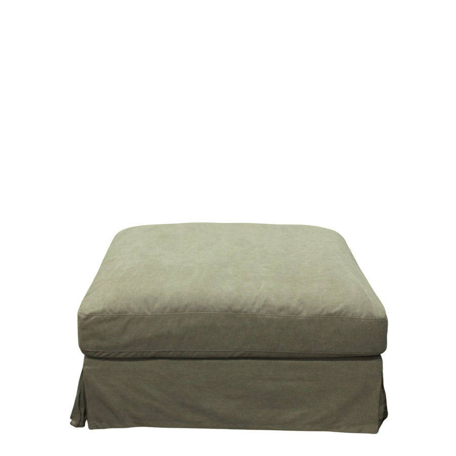 Spacious Slip-Cover Ottoman 100cm - Green