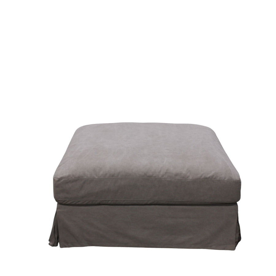 Spacious Slip-Cover Ottoman 100cm - Grey